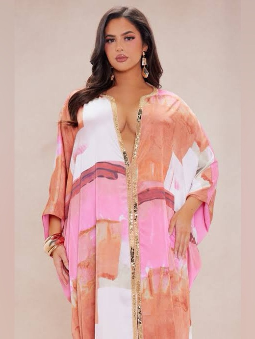 Sabrina Satin Kaftan Dress - Picture 2 of 2